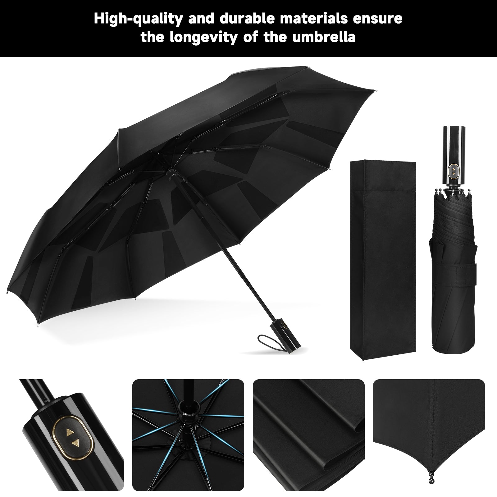 POLARAY Travel Umbrella, Instant folding umbrella, Wrinkle-Free & Easy Retract,umbrella windproof,Strong compact Umbrella for Wind and Rain,Quick and flat smart umbrell