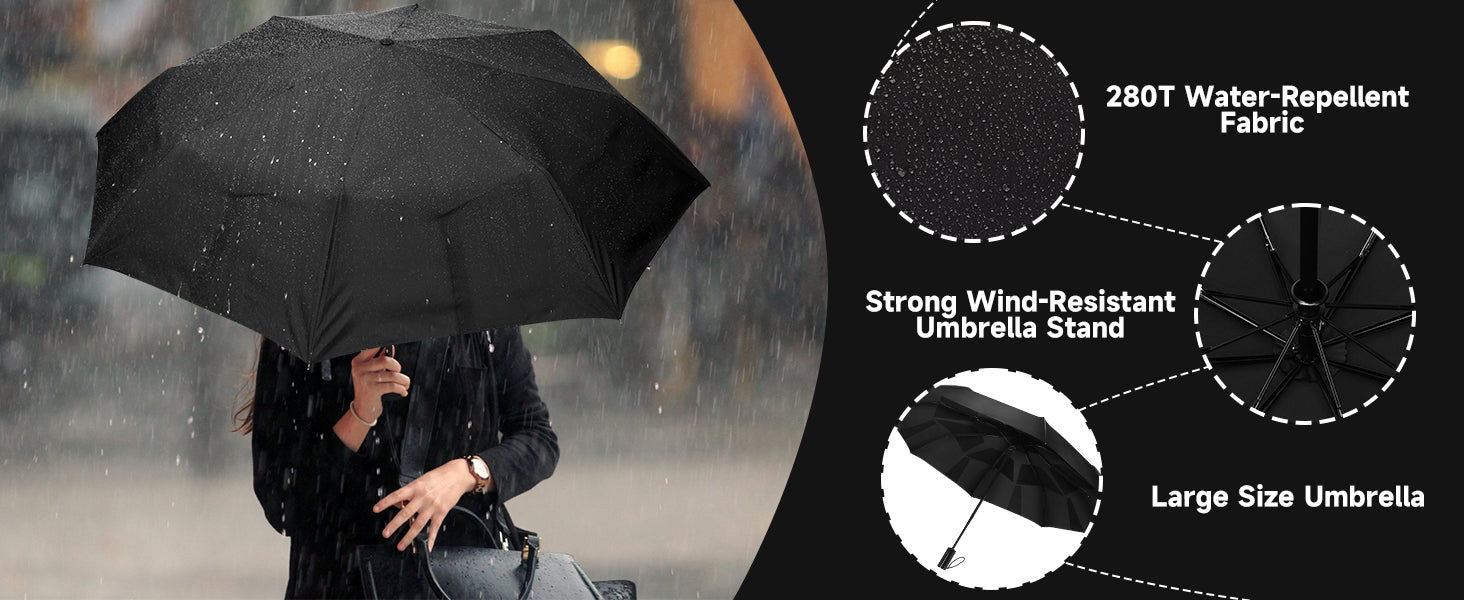 POLARAY Travel Umbrella, Instant folding umbrella, Wrinkle-Free & Easy Retract,umbrella windproof,Strong compact Umbrella for Wind and Rain,Quick and flat smart umbrell